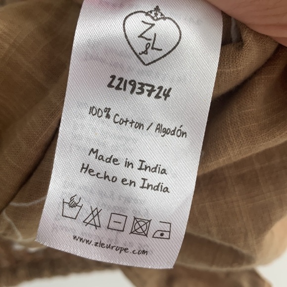 Z&L puff sleeves , tie front boho Gypsy crop top, size M - Picture 5 of 10